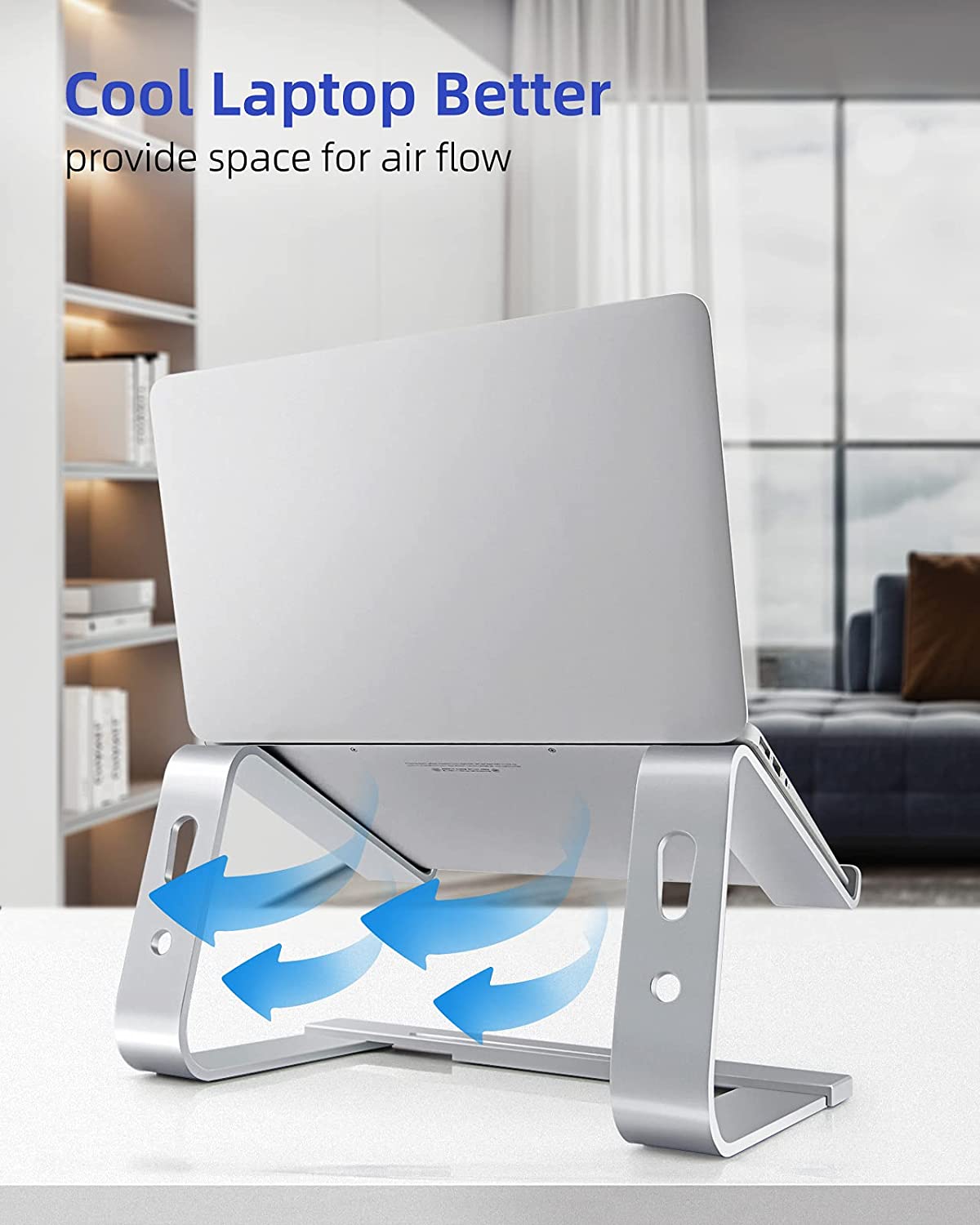 TJ Laptop Stand, Computer Stand for Laptop, Aluminium Laptop Riser, Ergonomic Laptop Holder Compatible with MacBook Air Pro, Dell XPS, More 10-17 Inch Laptops Work from Home, Amazon Platform Banned