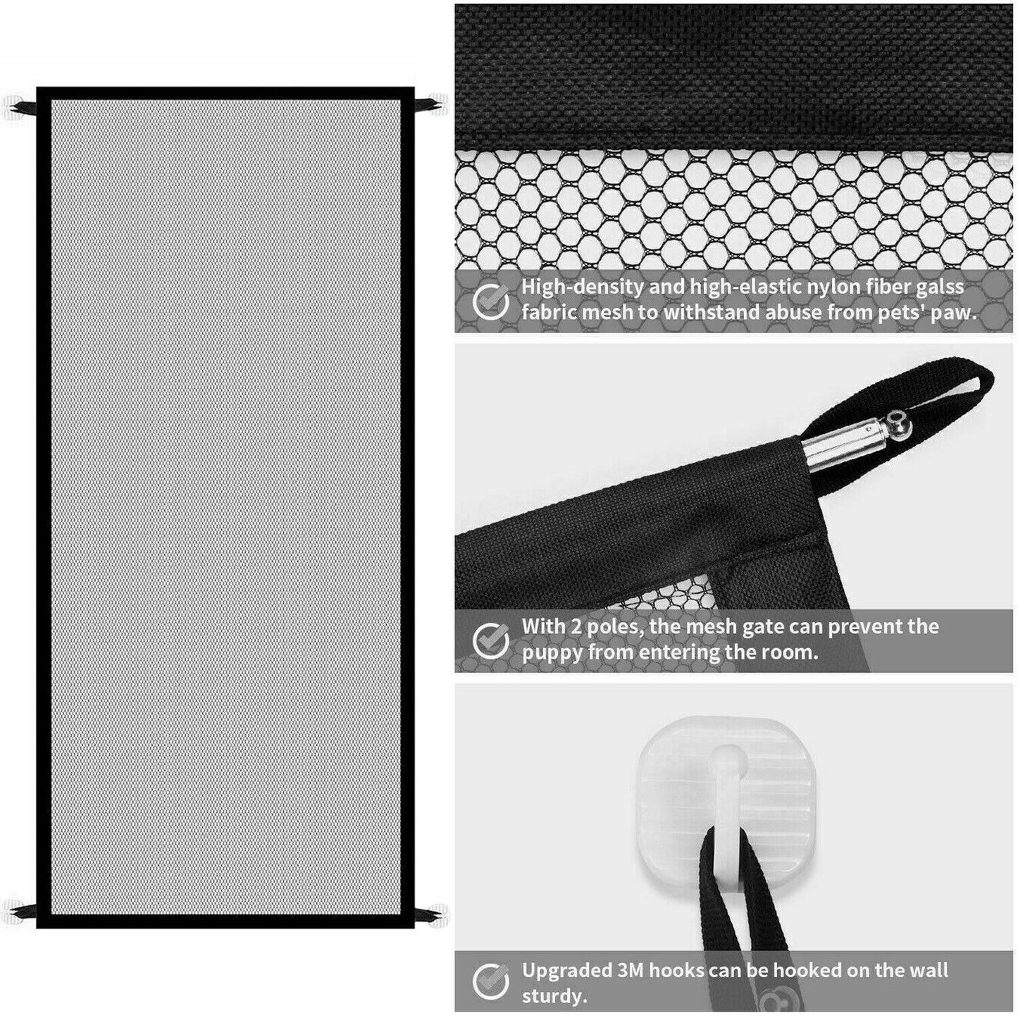 TJ Pets Dog Cat Baby Safety Gate Mesh Fence Magic Portable Guard Net Stairs Doors