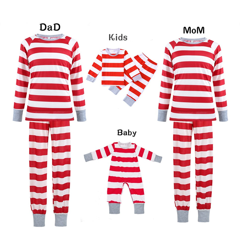 TJ Red Striped Homewear Suit Parent-child Pajamas