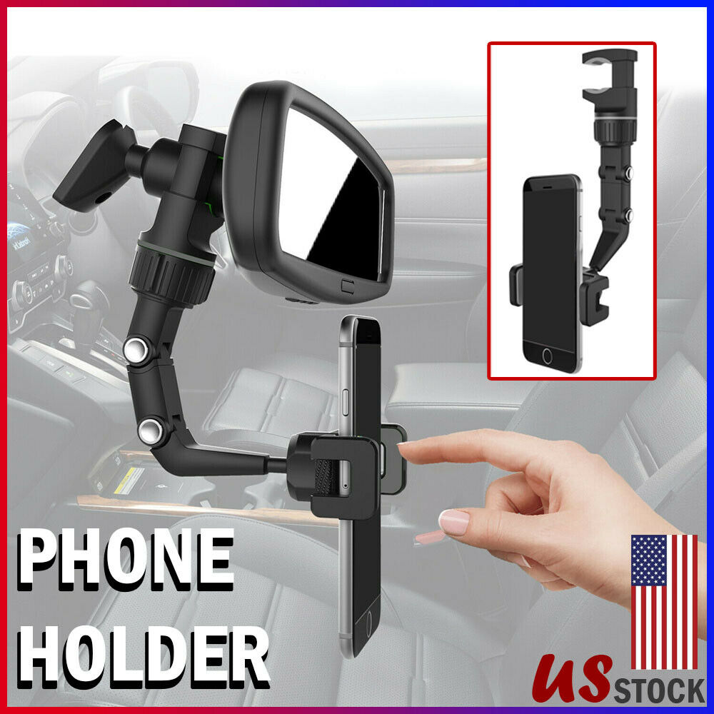 TJ Universal 360 Rotation Car Rear View Mirror Mount Stand GPS Cell Phone Holder US