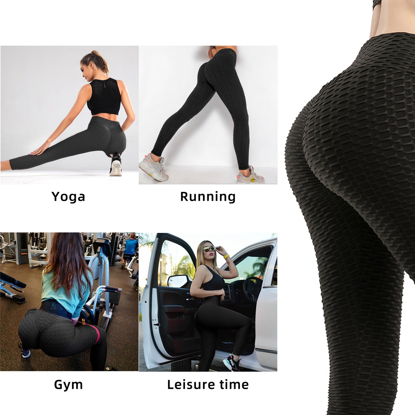 TJ Women TIK Tok Leggings Bubble Textured Leggings Butt Lifting Yoga Pants Black Amazon Banned