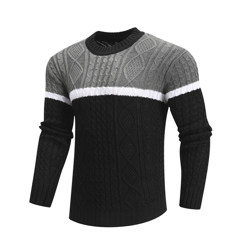 TJ Men Casual Knitted Soft Cotton Sweaters Pullover Men Winter New Fashion Striped O-Neck Sweater
