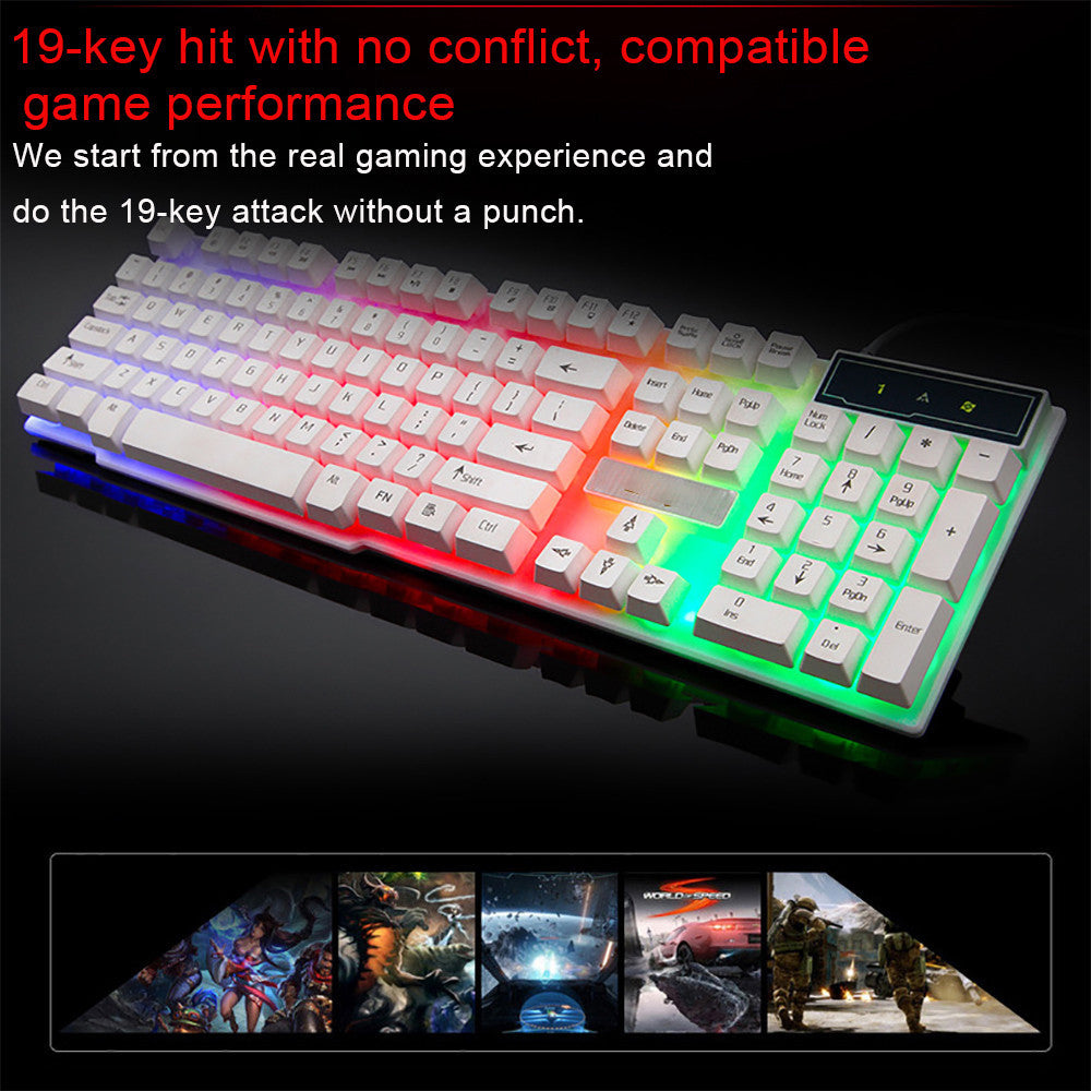 TJ Colorful Crack LED Illuminated Backlit USB Wired PC Rainbow Gaming Keyboard