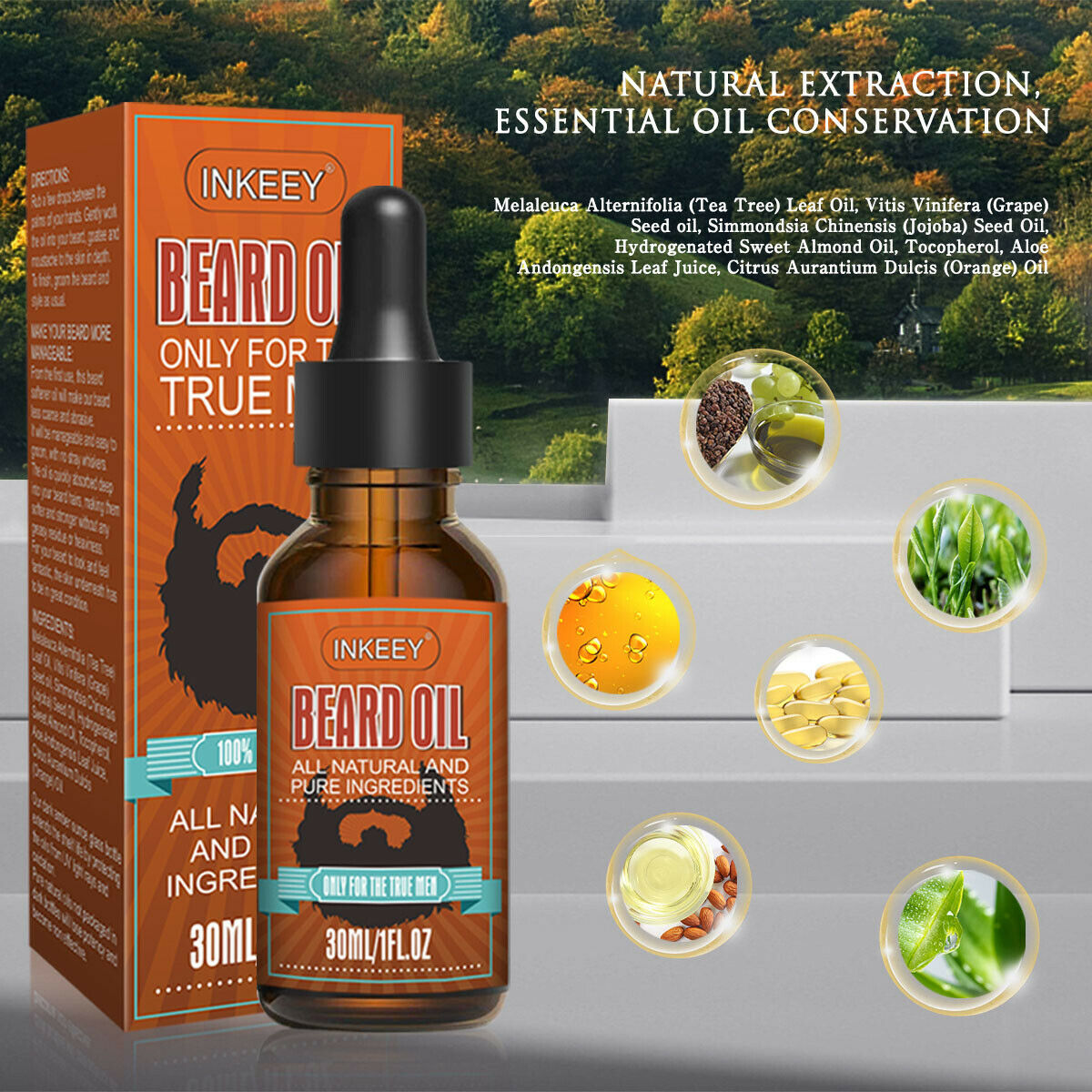 TJ Beard Oil For MEN Hair Growth Oil Serum Mustache Grooming Growing Moisturizer US
