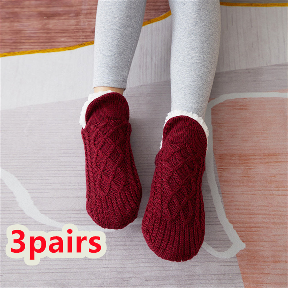 TJ Winter Woolen Socks Women Thicken Warm Home Bedroom Socks Slippers Men Non-slip Foot Warmer Snow Socks Calcetines Mujer