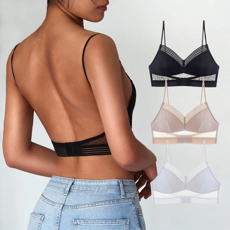 TJ Backless Bra Invisible Bralette Thin Lace Wedding Bras Low Back Underwear Push Up Brassiere Women Seamless Lingerie Sexy BH Top